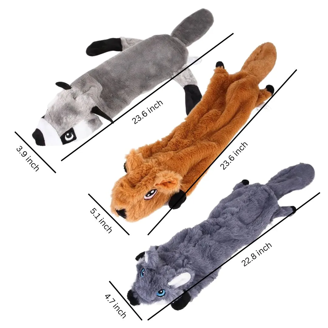 3-Pack Stuffing-Free Plush Dog Toys – Fun Without the Mess