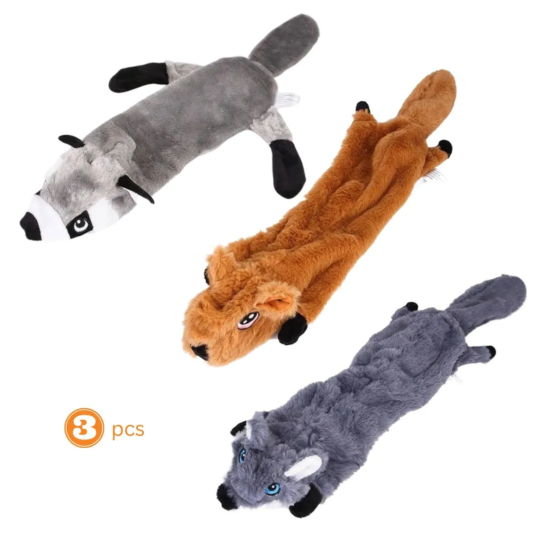 3-Pack Stuffing-Free Plush Dog Toys – Fun Without the Mess