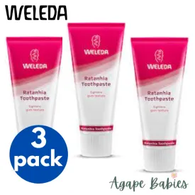 [3-Pack] Weleda Ratanhia Toothpaste, 75ml Exp: