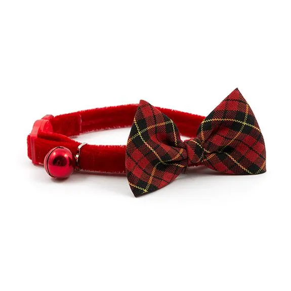 Ancol Cat Collar Vintage Bow Tartan Red