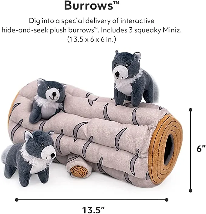 Arctic Wolf Log Burrow Dog Toy