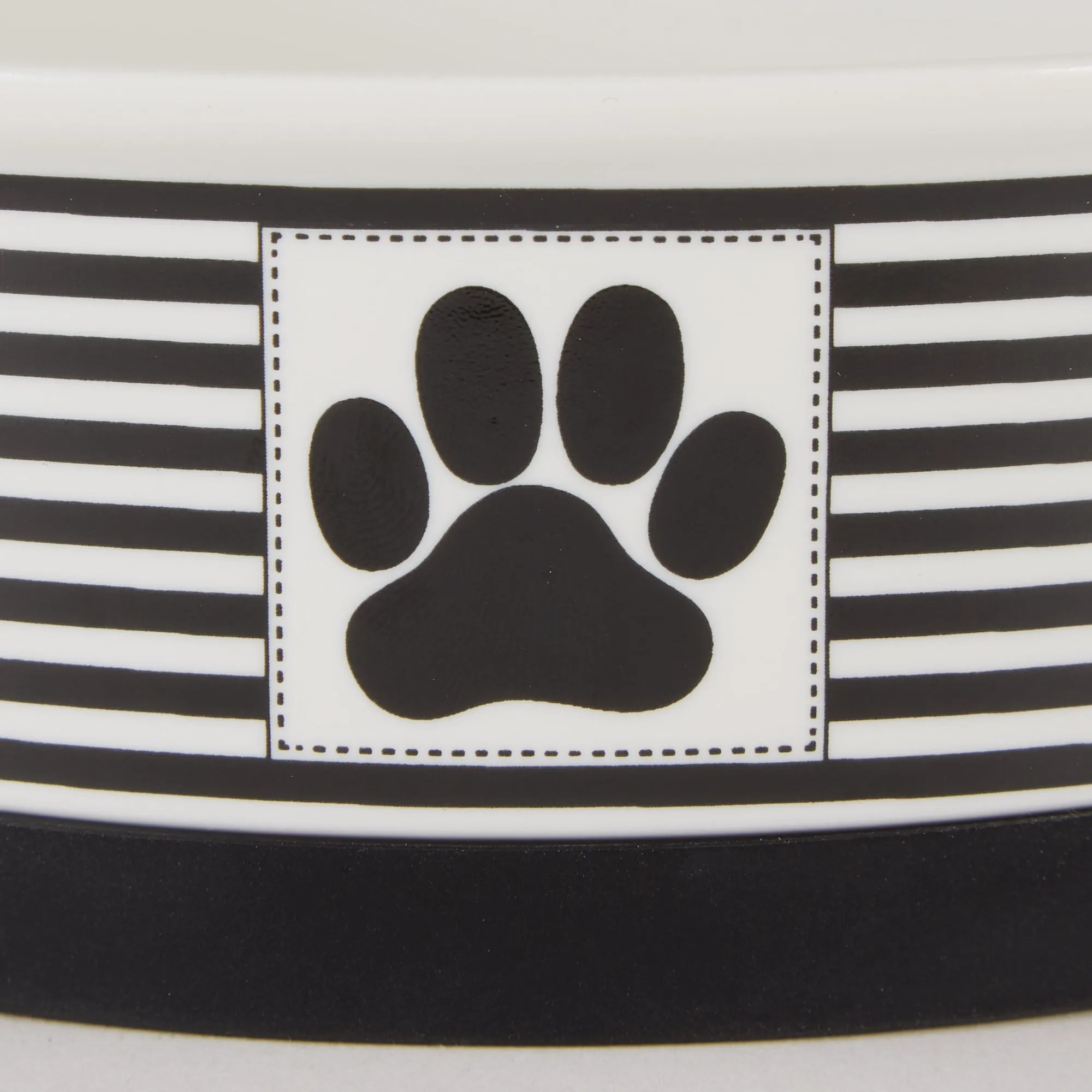 Black Striped Paw Patch Pet Bowl Set of 2, Large 3.75 C. Capacity