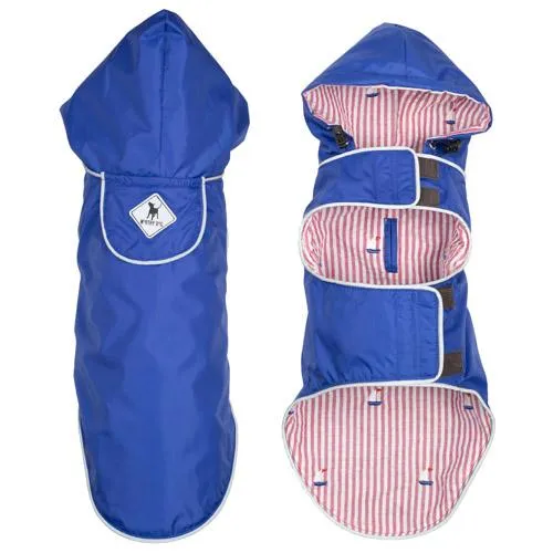 Blue Dog Rain Jacket - The Worthy Dog Blue/Sailboat Seattle Slicker Jacket