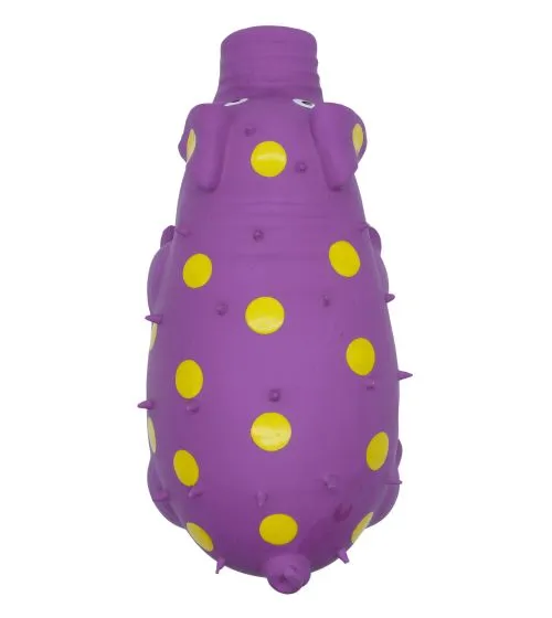 Bud'Z Latex Dog Toy With Squeaker - Purple Pig With Yellow Dots Dog 8in
