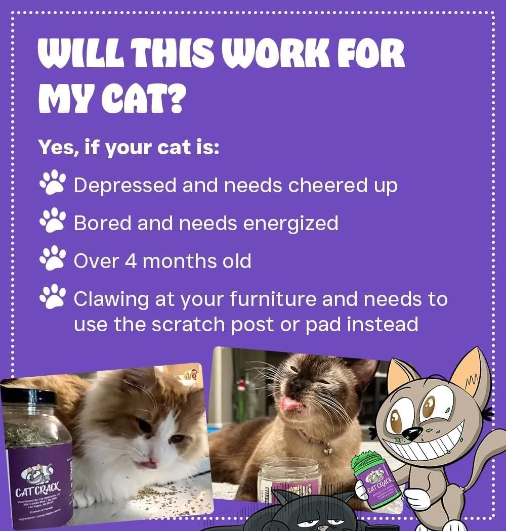 Cat Crack Organic Catnip, 100% Natural Cat Nips Organic Blend That Energizes and Excites Cats, Used for Cat Play, Training, & New Catnip Toys (1 Cup)