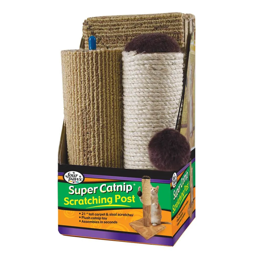 Cat Scratching Post with Catnip Toy and Carpet - 21" - Super Catnip Carpet - Four Paws