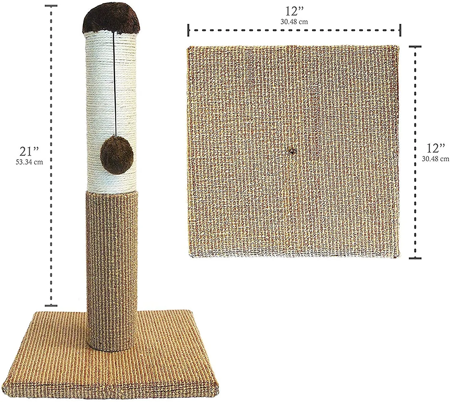 Cat Scratching Post with Catnip Toy and Carpet - 21" - Super Catnip Carpet - Four Paws