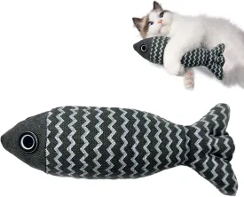 Cat Toy Fish, 1 Piece Navy Catnip Toys, Soft Linen, Indoor Cat Interactive Exercise Kick Toys 7.8 Inch for All Breeds of Cats
