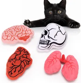 Cat Toys Catnip 4pcs Cat Chew Toy Interactive Heart Brain Bite Resistant Toys for Cats Boredom Relief Teeth Cleaning Soft Plush Indoor Gift