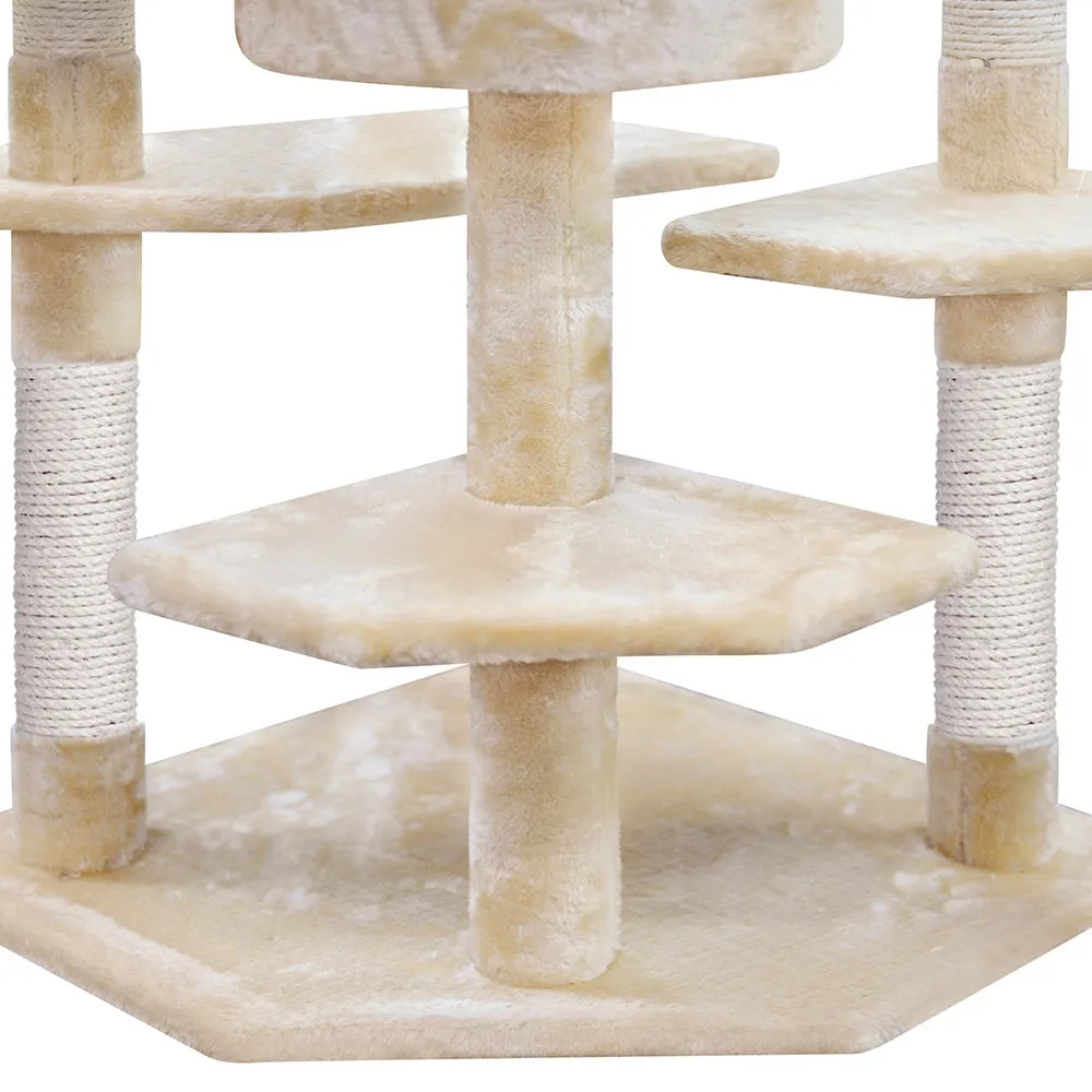 Cat Tree 203cm, Wood Scratching Post Tower Condo, Beige