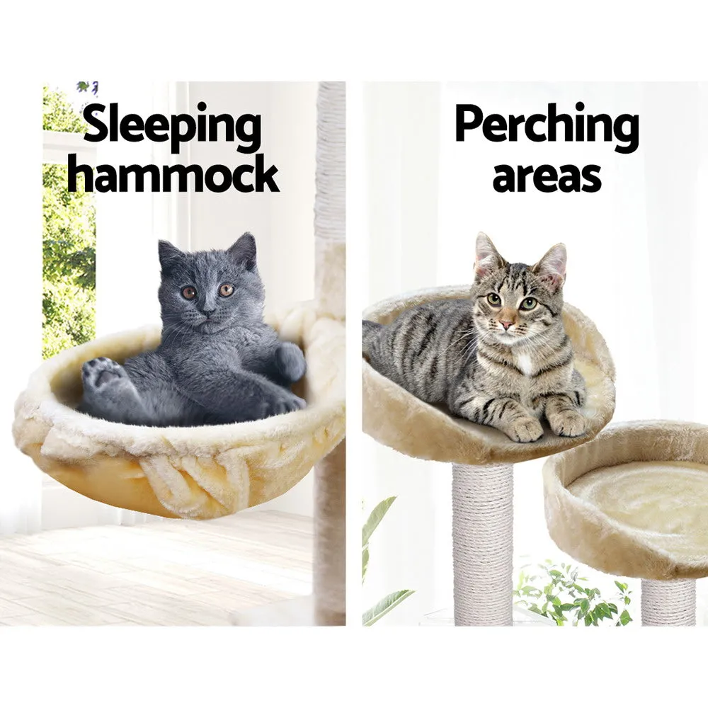 Cat Tree 203cm, Wood Scratching Post Tower Condo, Beige