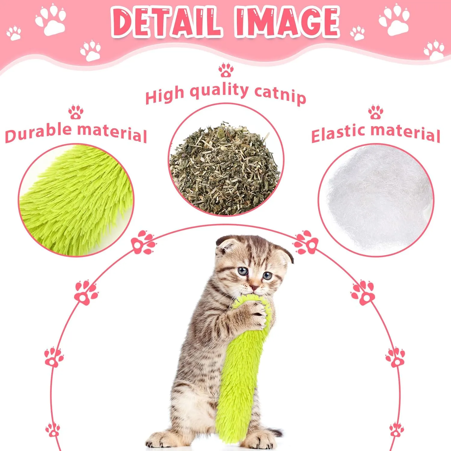 Civaner 6 Pcs Cat Catnip Toy Interactive Cat Kicker Toy Soft Plush Kitten Pillow Stick Kitten Chasing Chewing Exercising Catnip Filled Plaything for Puppy Indoor Pet(10.6 Inch,Grass Green, Blue, Pink)
