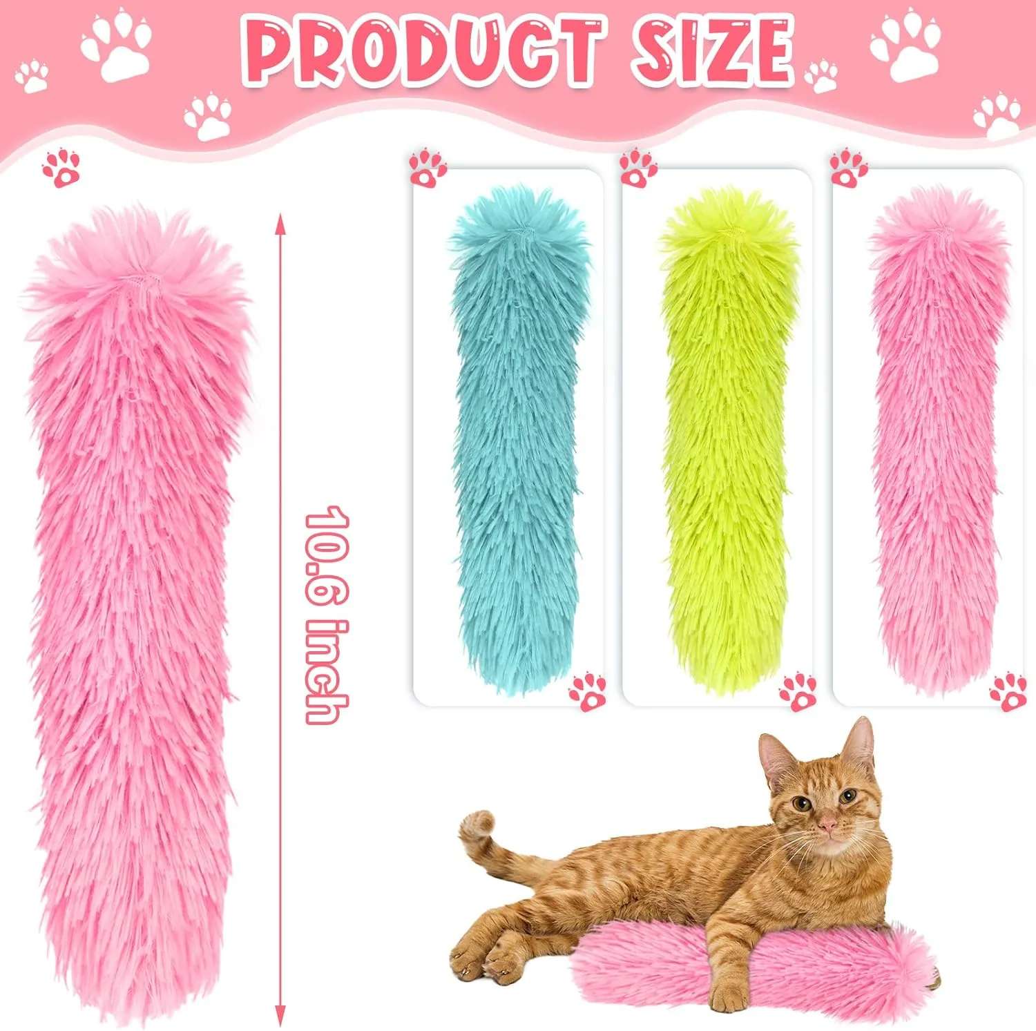 Civaner 6 Pcs Cat Catnip Toy Interactive Cat Kicker Toy Soft Plush Kitten Pillow Stick Kitten Chasing Chewing Exercising Catnip Filled Plaything for Puppy Indoor Pet(10.6 Inch,Grass Green, Blue, Pink)