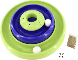 Coastal Pet Turbo Catnip Hurricane Cat Toy - Interactive Double Cat Toy Ball Track - for Cats and Kittens - Green and Blue - 16"
