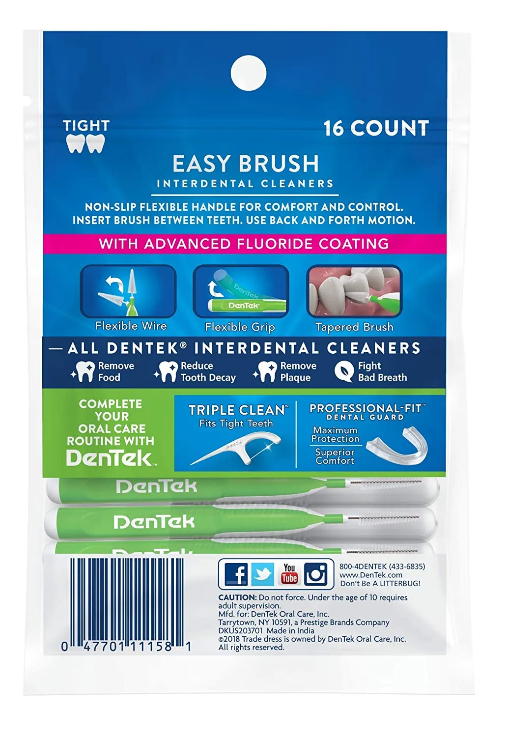 DenTek Easy Brush Cleaners Extra Tight 16 ea