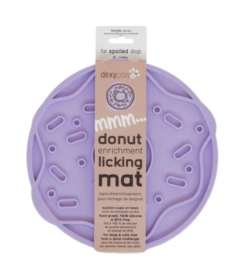 Dexypaws Mmm Donut Enrichment Licking Mat, Mauve Purple Cat Dog 1pc