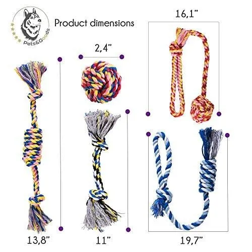 Dog Toys - Dog Chew Toys - Puppy Teething Toys- Puppy Chew Toys - Rope Dog Toy - Puppy Toys - Small Dog Toys - Chew Toys - Dog Toy Pack - Tug Toy - Dog Toy Set - Washable Cotton Rope for Dogs
