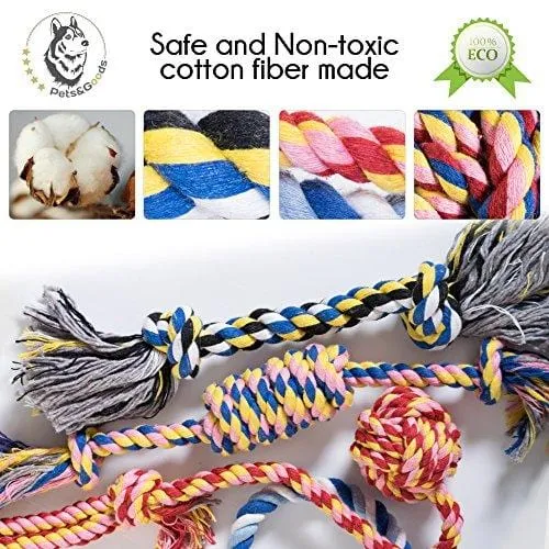 Dog Toys - Dog Chew Toys - Puppy Teething Toys- Puppy Chew Toys - Rope Dog Toy - Puppy Toys - Small Dog Toys - Chew Toys - Dog Toy Pack - Tug Toy - Dog Toy Set - Washable Cotton Rope for Dogs