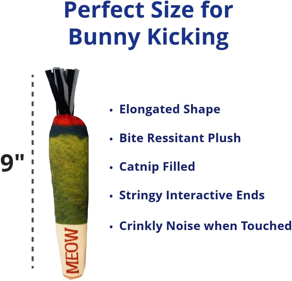 Doobie Catnip Toys for Cats - Soft, Bite-Resistant Cat Chew Toys with Long Shape for Kicking and Stress Relief