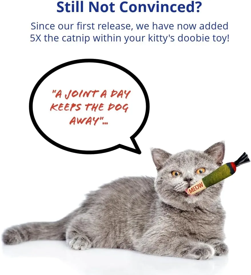 Doobie Catnip Toys for Cats - Soft, Bite-Resistant Cat Chew Toys with Long Shape for Kicking and Stress Relief