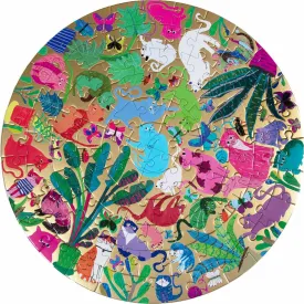 Eeboo Busy Cats 100 Piece Round Puzzle