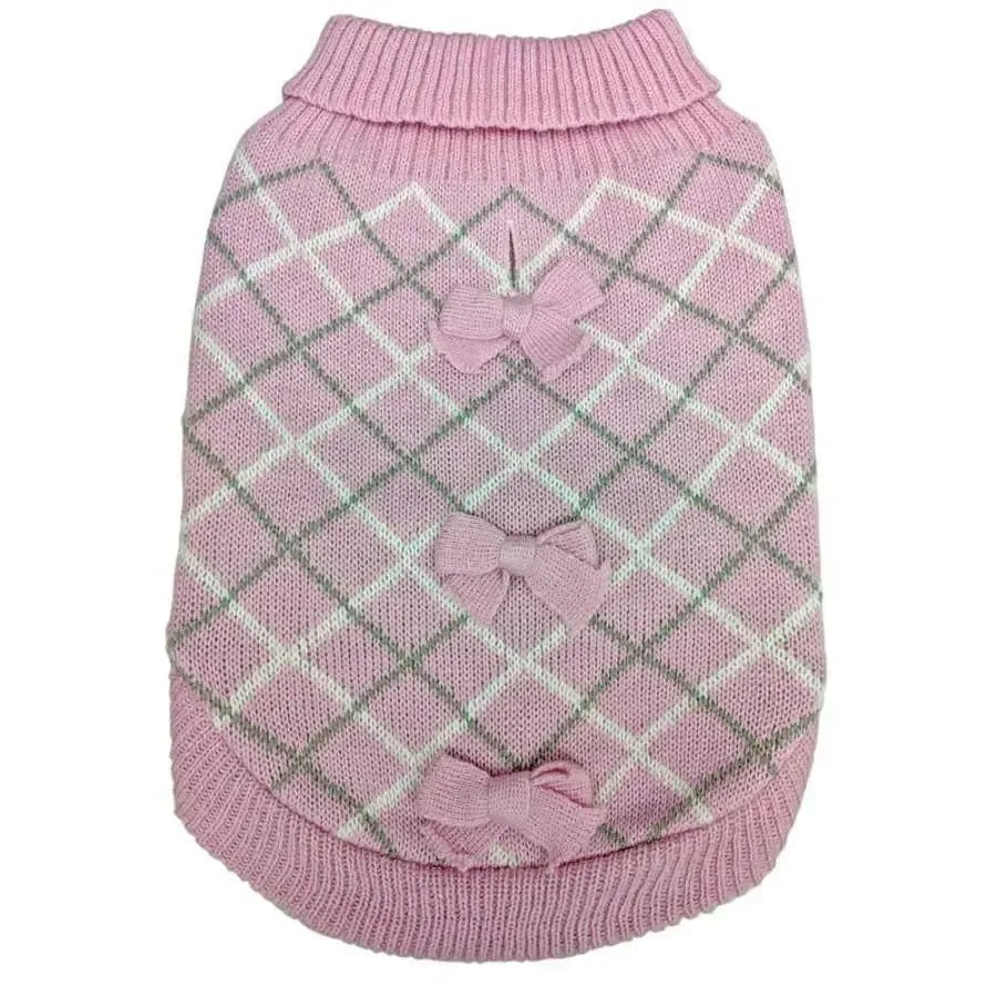 Fashion Pet Pretty In Plaid Dog Sweater Pink