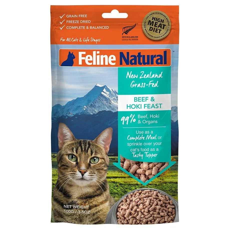 Feline Natural Freeze Dried Beef & Hoki Feast Dry Cat Food & Topper