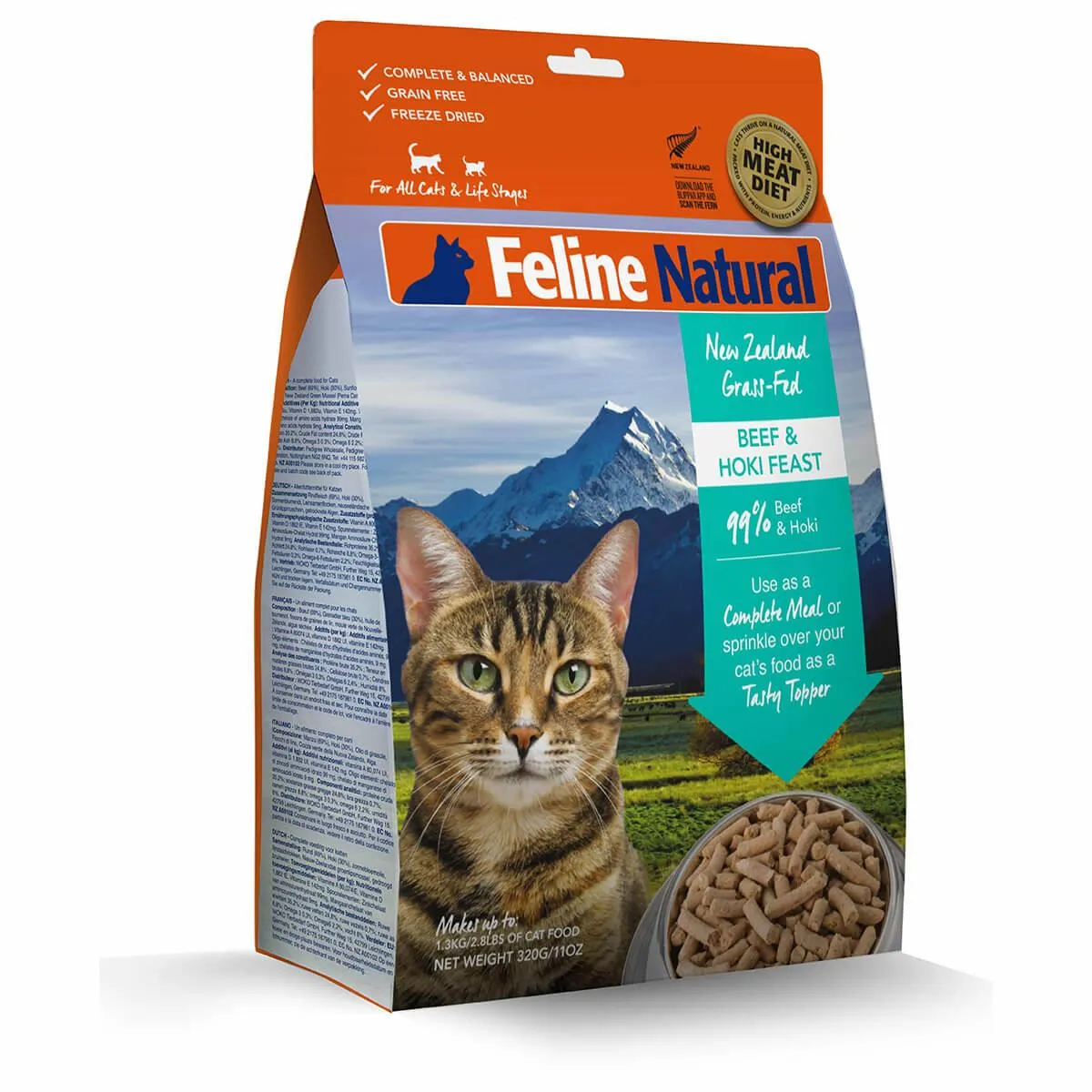 Feline Natural Freeze Dried Beef & Hoki Feast Dry Cat Food & Topper