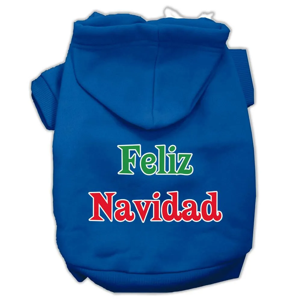 Feliz Navidad Screen Print Pet Hoodies Blue XXXL(20)
