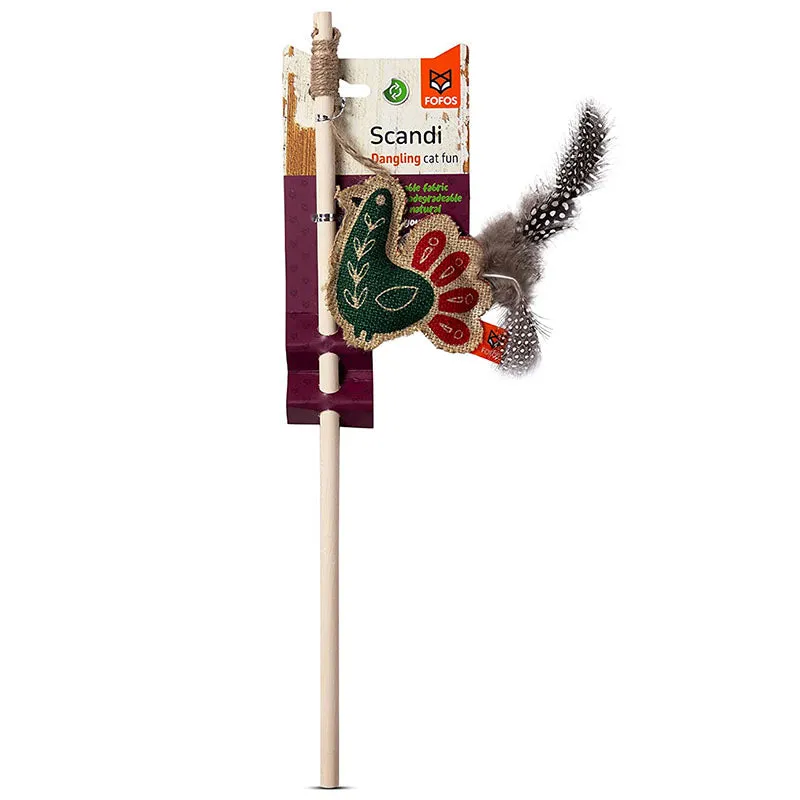 FOFOS Scandi Peacock with 40 cm Wooden Stick