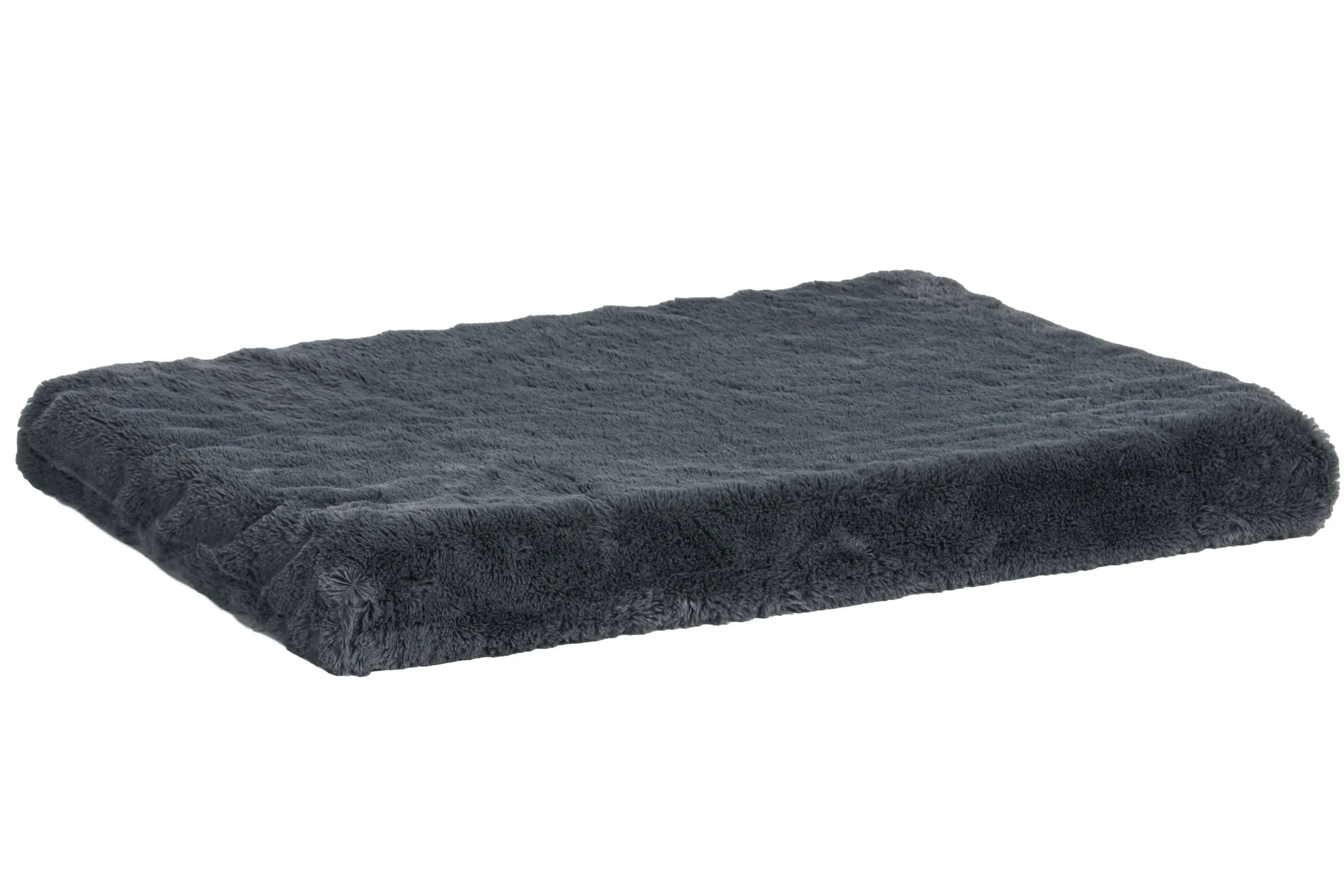 Fur Haven Pet Products Plush Faux Fur Crate 2" Ortho Pet Mat Gray SM 24in X 17in