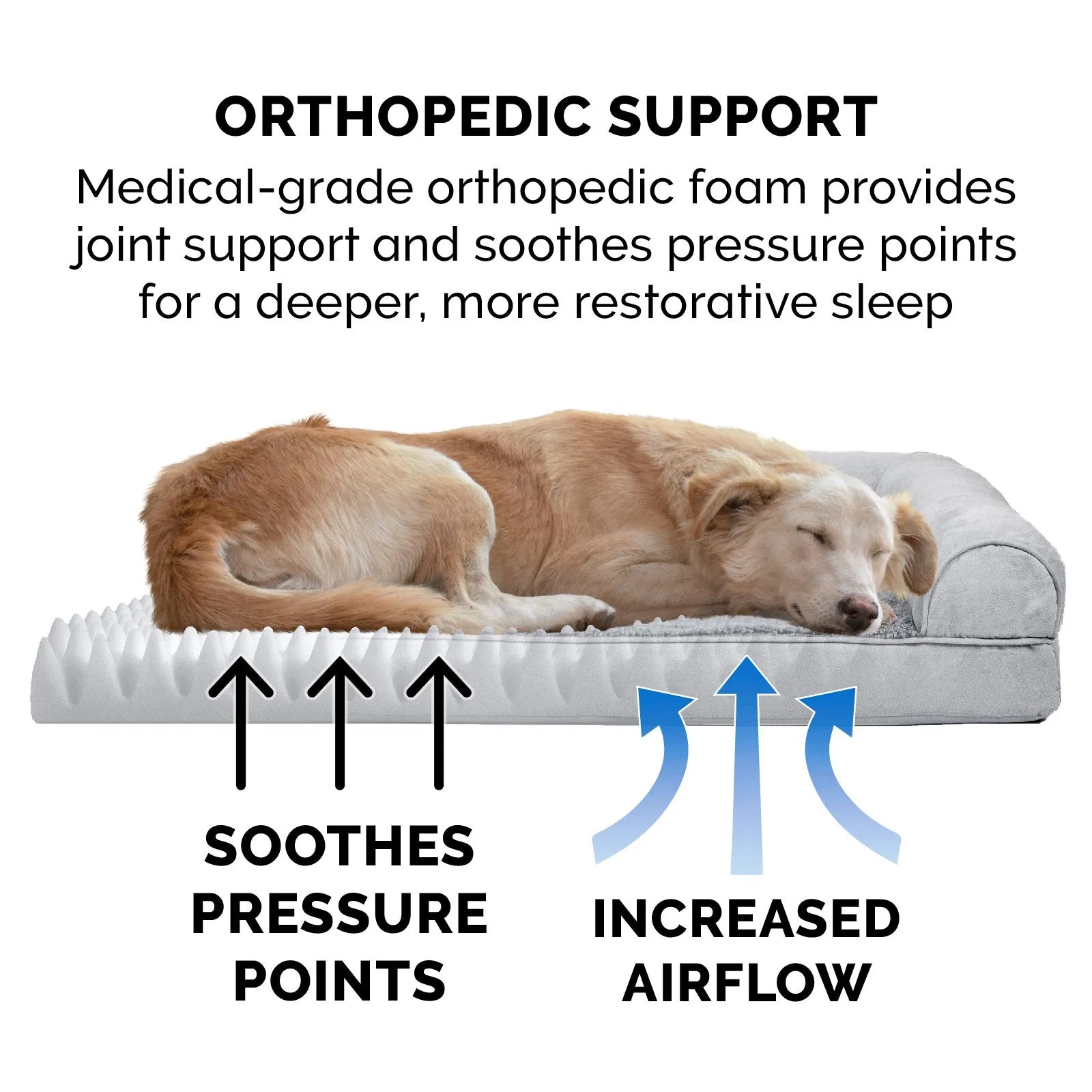 FurHaven Plush & Suede Orthopedic Sofa Dog Bed - Medium, Gray
