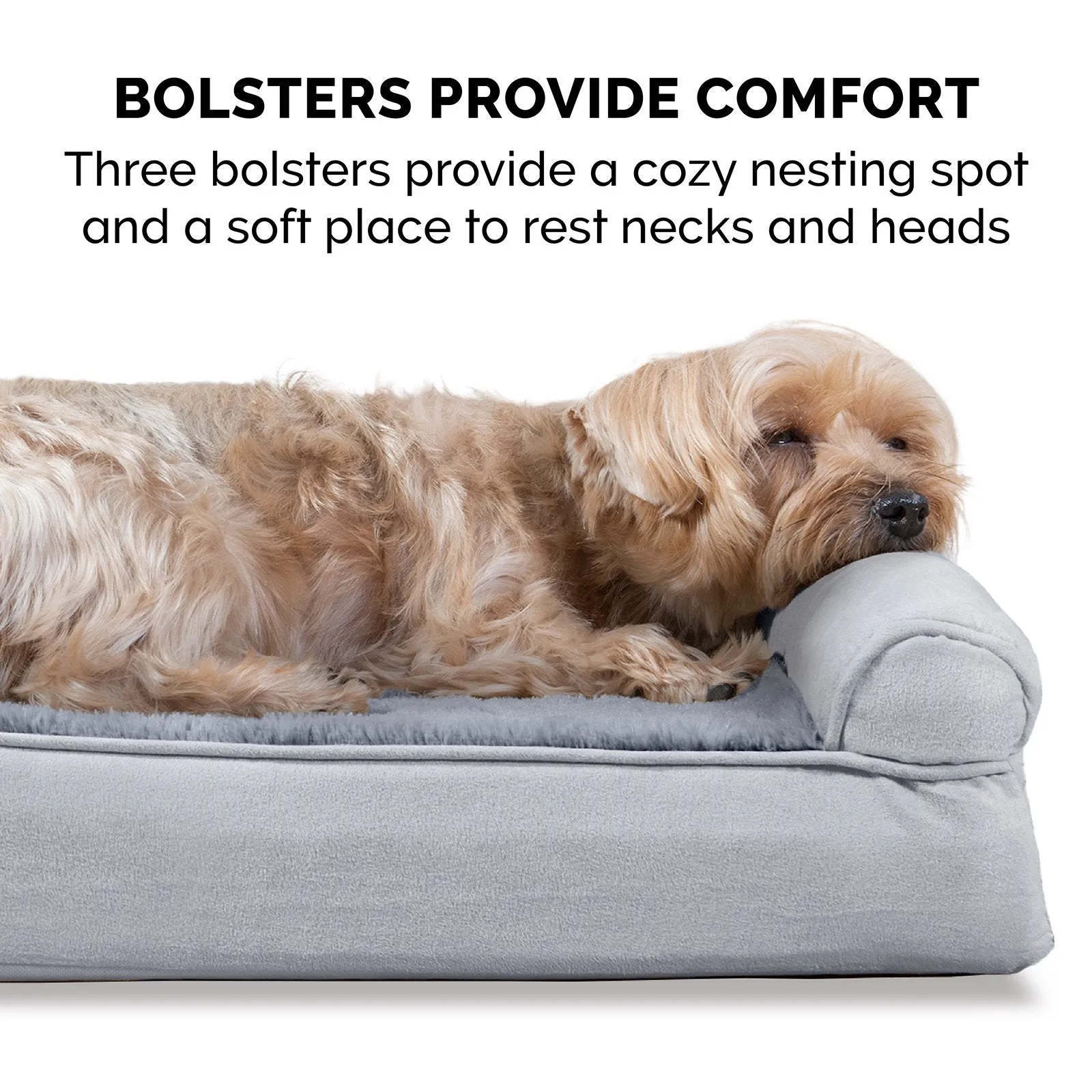 FurHaven Plush & Suede Orthopedic Sofa Dog Bed - Medium, Gray