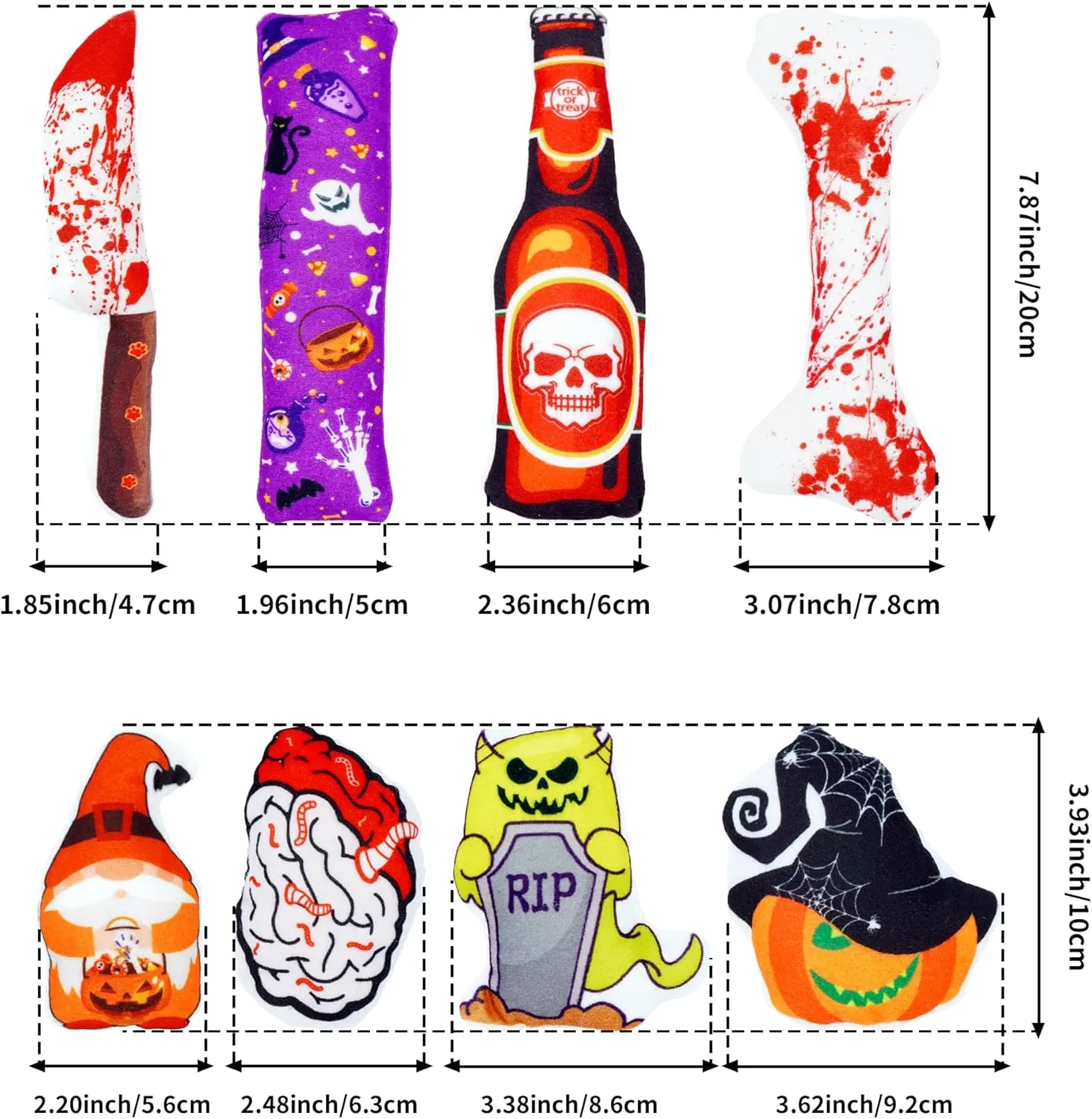Halloween Cat Toys for Indoor Cats Catnip Toys with Crinkle Paper Inside Cat Plush Toys Kitten Interactive Training Chewing Toys 8 PCS