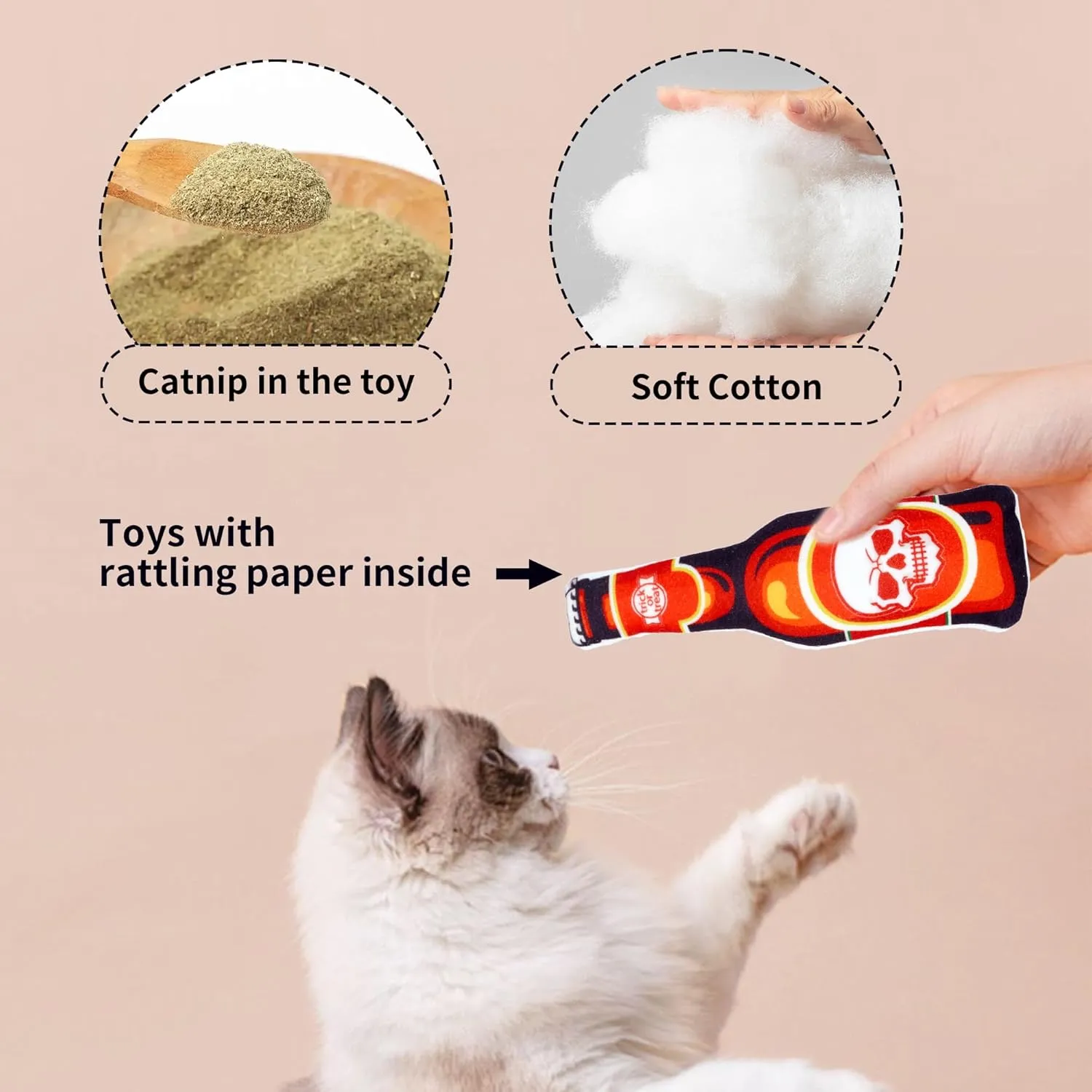 Halloween Cat Toys for Indoor Cats Catnip Toys with Crinkle Paper Inside Cat Plush Toys Kitten Interactive Training Chewing Toys 8 PCS