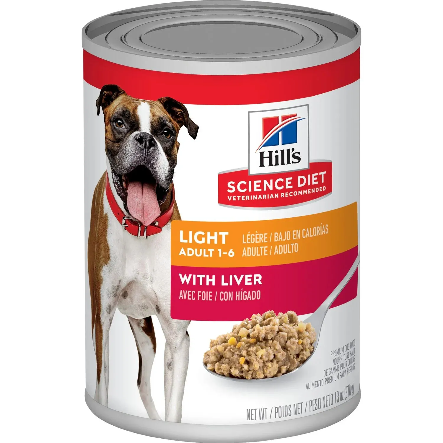 Hill's Science Diet Adult Light Canned Dog Food with Liver (13.1 oz x 12 cans)