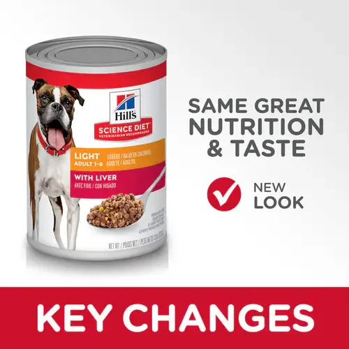 Hill's Science Diet Adult Light Canned Dog Food with Liver (13.1 oz x 12 cans)