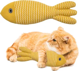 Interesting Catnip Toys Fish, 1 Pack Large Cat Toys, Soft Indoor Cat Kicker Toys, Durable and Highly Interactive Catnip ToysYellow Fish