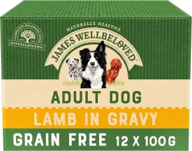 James Wellbeloved | Grain Free Dog Food Pouches | Lamb in Gravy - 100g Pouch Bulk Packs