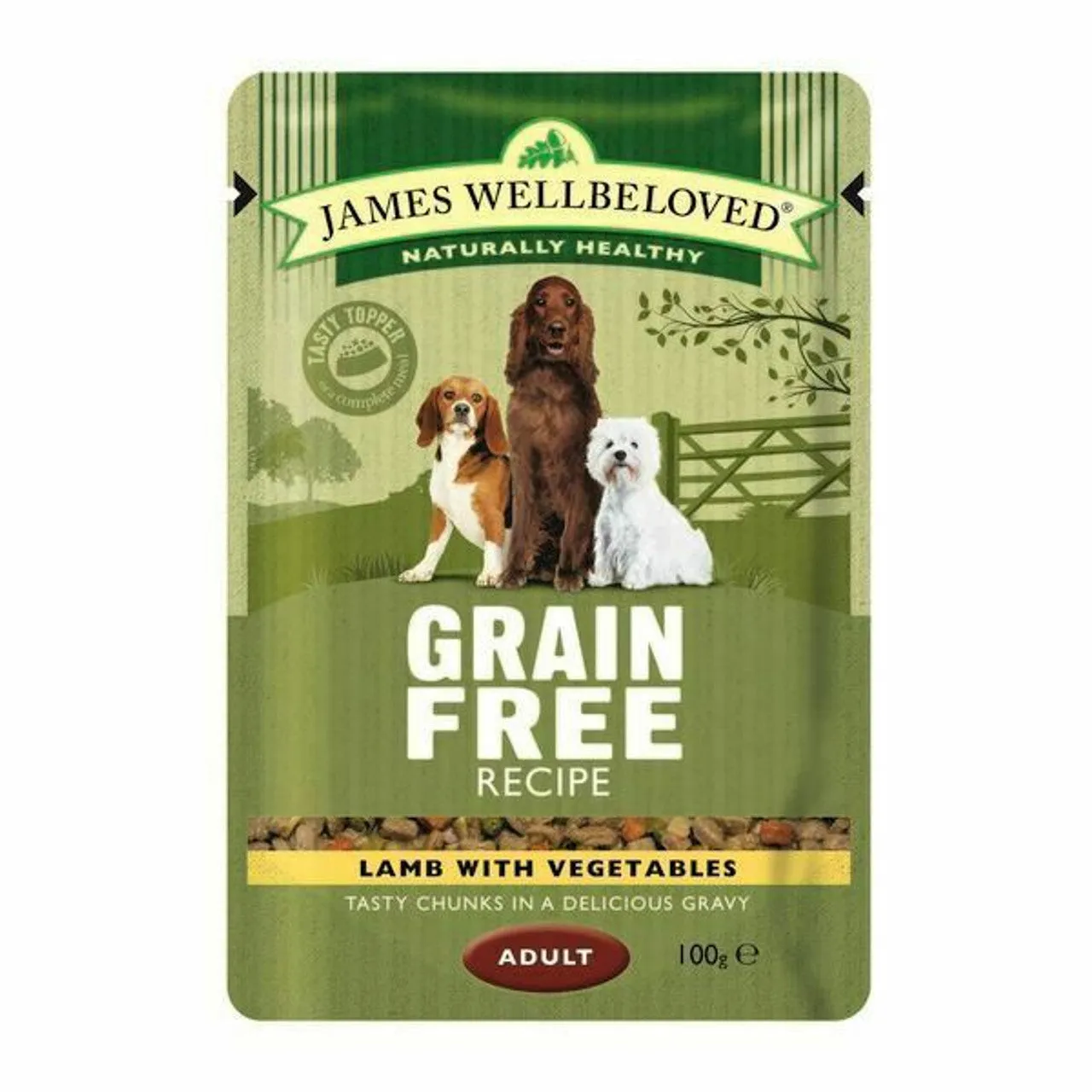 James Wellbeloved | Grain Free Dog Food Pouches | Lamb in Gravy - 100g Pouch Bulk Packs