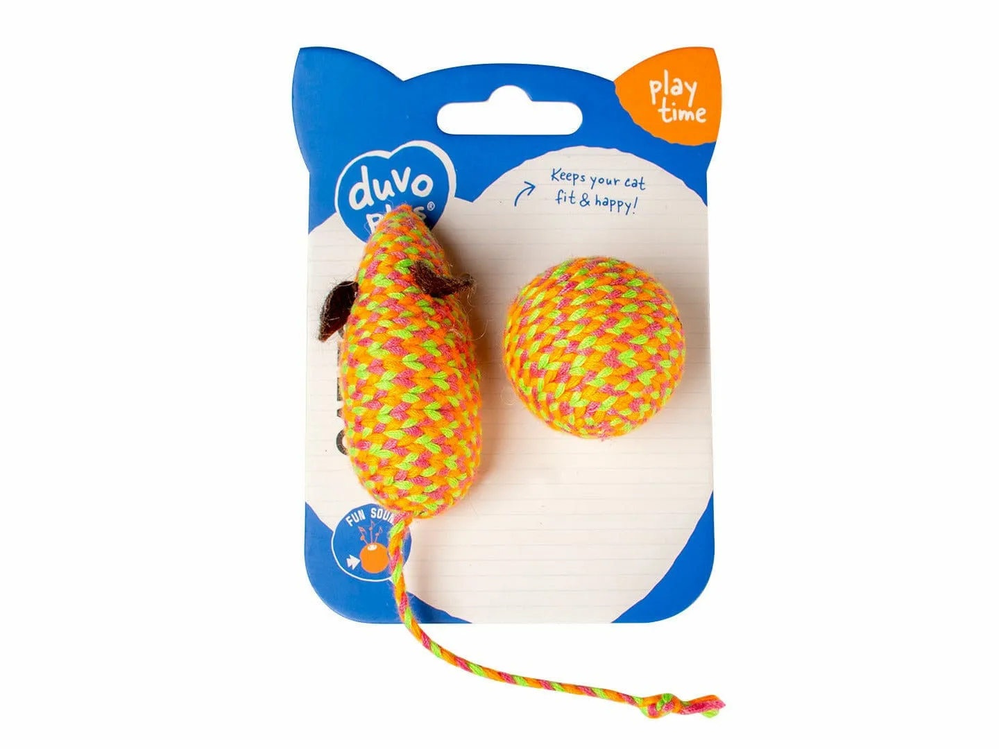 Jolly orange mouse & ball 2pc - 17,5x3,5x4,5cm orange