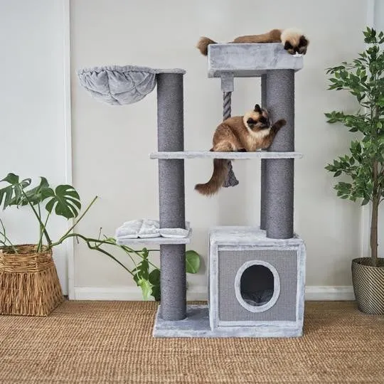 Kazoo Cat Scratch Kitty Cubby Base Ash & Grey Playground * Store Pick Up Or Local Delivery Only *