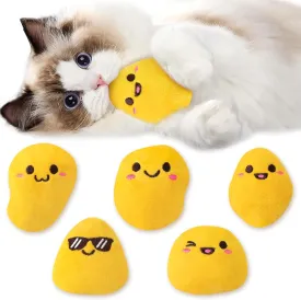 L1rabe Nuggets Catnip Stuffed Toys - National Pet Day 5 Funny Yellow Fried Chicken Nuggets Indoor Cat Interactive Supplies, Kitten Chew Bite Kick Toys Cat Lovers Gift, Catmint Birthday Gift for Kitten