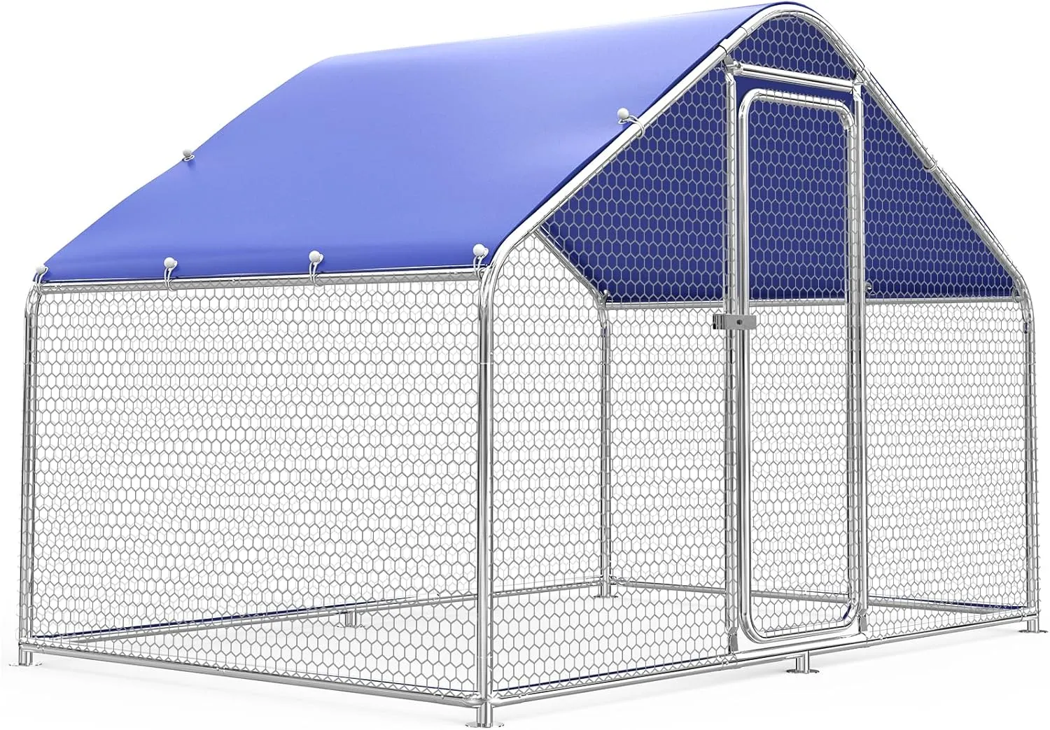 Large Metal Chicken Coop with Hexagonal Chicken Wire, Chicken Coop Run Pen for Yard with Waterproof Cover, Outdoor Large Walk-in Chicken Coops for 8 Chickens Duck Pen House Cage Run