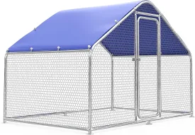 Large Metal Chicken Coop with Hexagonal Chicken Wire, Chicken Coop Run Pen for Yard with Waterproof Cover, Outdoor Large Walk-in Chicken Coops for 8 Chickens Duck Pen House Cage Run