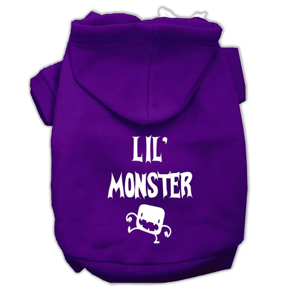 Lil Monster Screen Print Pet Hoodies Purple Size Med (12)