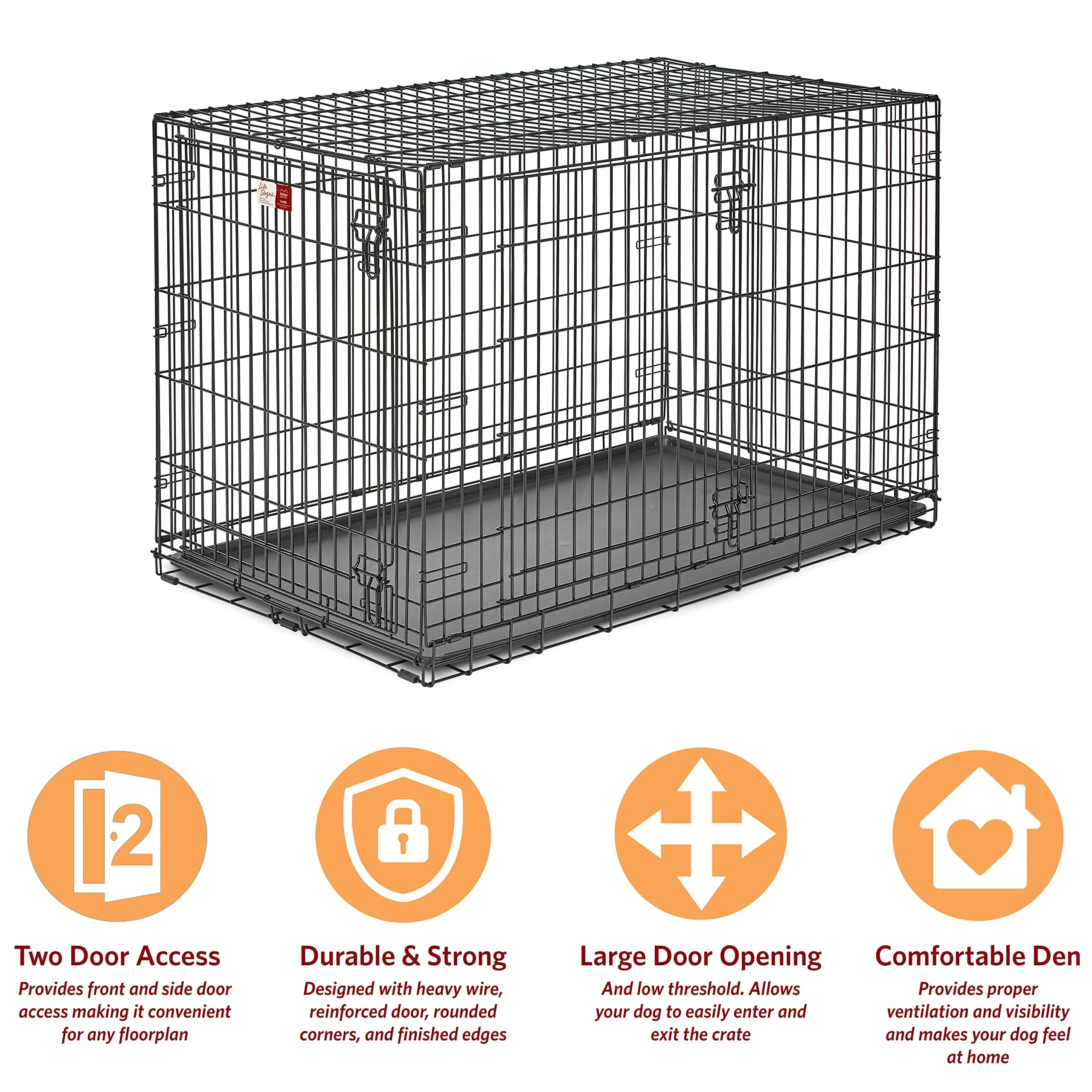 Midwest I-Crate Single Door Metal Folding Dog Crate with Divider Panel - 48" X 30" X 33" Inches