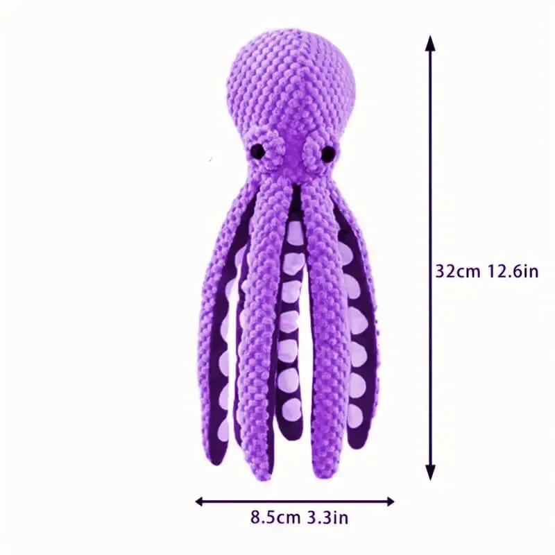 Octopus Design Squeaky Plush Dog Toy
