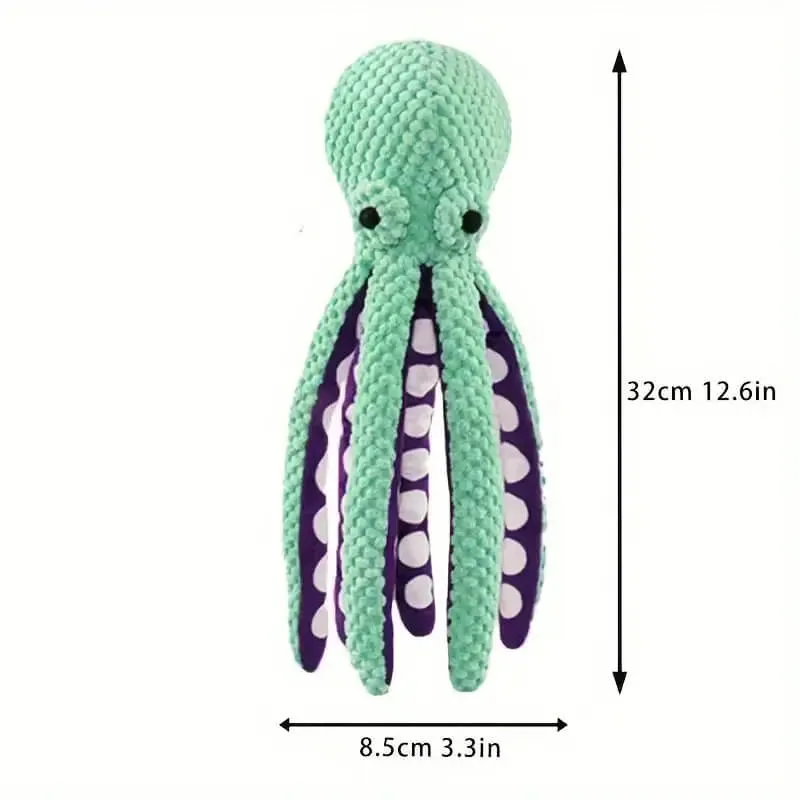 Octopus Design Squeaky Plush Dog Toy