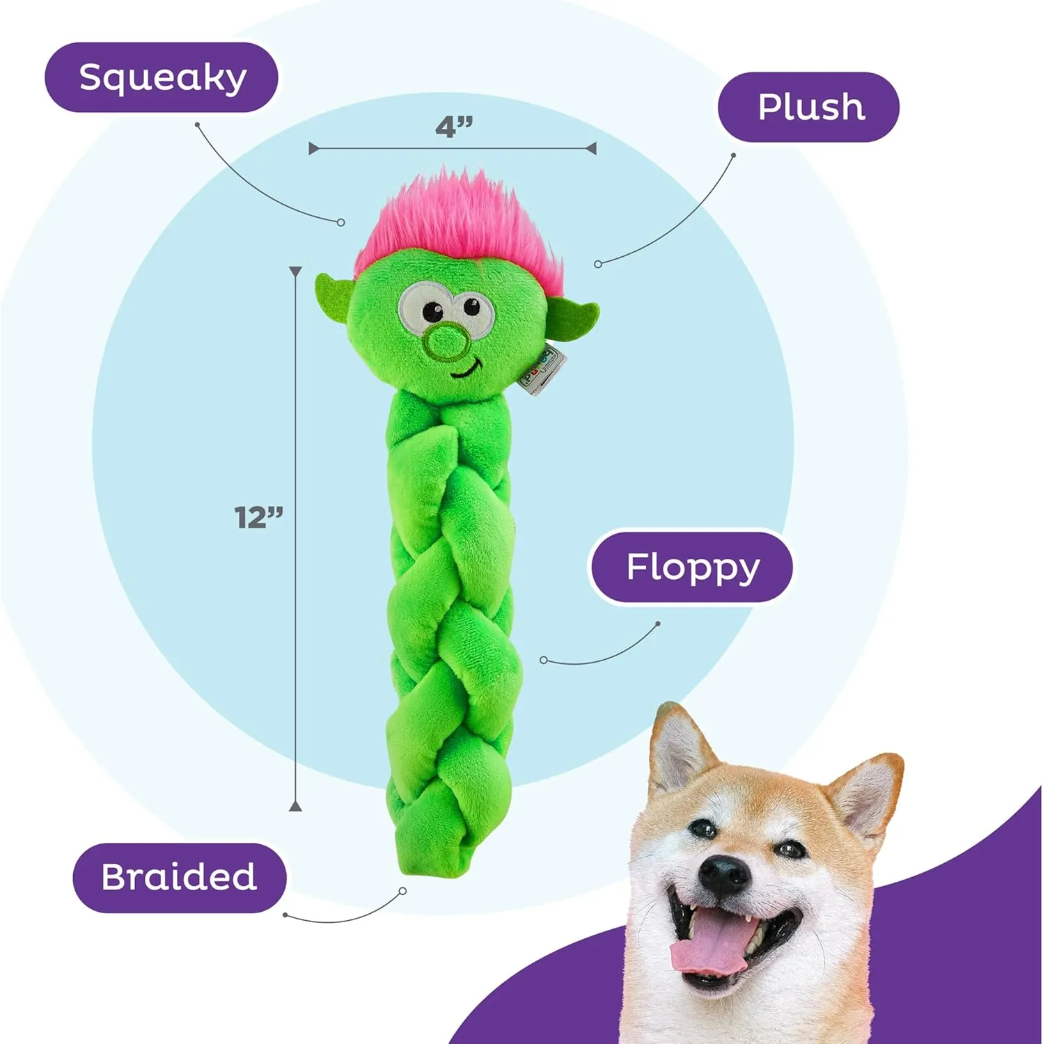 Outward Hound by Nina Ottosson Twistiez Interactive Plush Dog Treat Puzzle, Troll, Small, Green